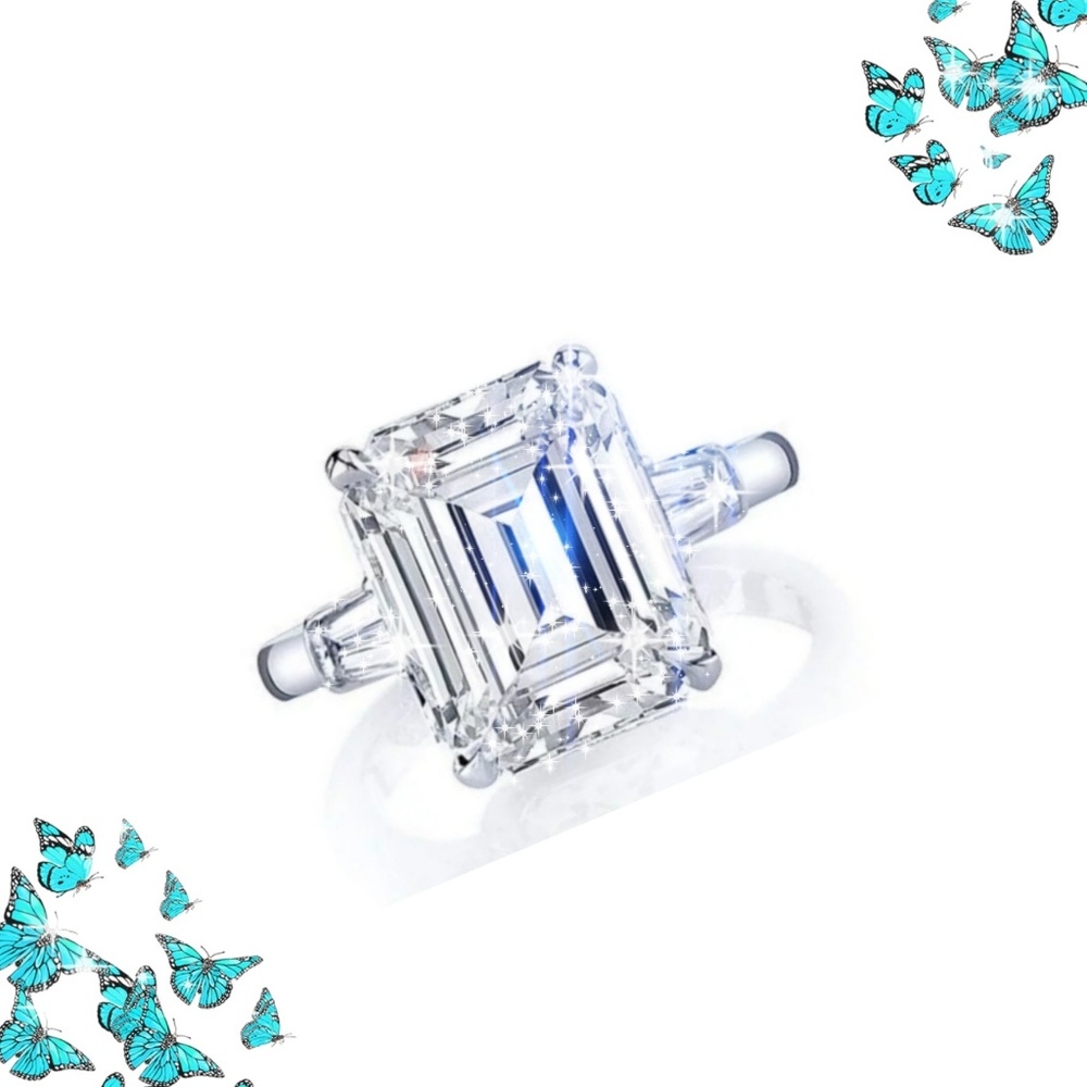 💎'18CT' RADIANT EMERALD CUT DIAMOND (Lab) RING💎6